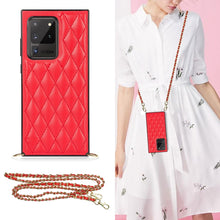 Load image into Gallery viewer, Elegant Rhombic Pattern Microfiber Leather +TPU Shockproof Case with Crossbody Strap Chain, For Samsung Galaxy A90 5G, For Samsung Galaxy Note10+, For Samsung Galaxy Note20 Ultra, For Samsung Galaxy S9+, For Samsung Galaxy S10, For Samsung Galaxy S10+ ...