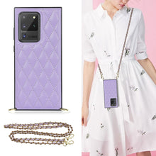 Load image into Gallery viewer, Elegant Rhombic Pattern Microfiber Leather +TPU Shockproof Case with Crossbody Strap Chain, For Samsung Galaxy A90 5G, For Samsung Galaxy Note10+, For Samsung Galaxy Note20 Ultra, For Samsung Galaxy S9+, For Samsung Galaxy S10, For Samsung Galaxy S10+ ...
