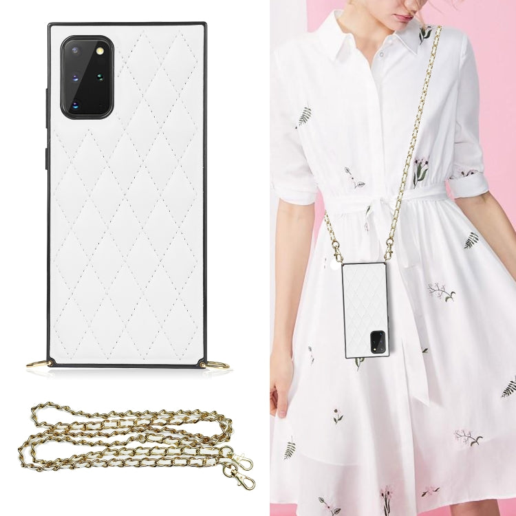 Elegant Rhombic Pattern Microfiber Leather +TPU Shockproof Case with Crossbody Strap Chain, For Samsung Galaxy S20, For Samsung Galaxy S20+, For Samsung Galaxy S21 5G, For Samsung Galaxy S21+ 5G