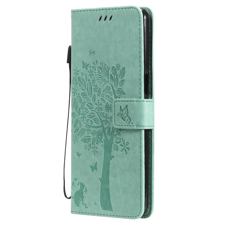 Tree & Cat Pattern Pressed Printing Horizontal Flip PU Leather Case with Holder & Card Slots & Wallet & Lanyard, For LG Stylo 7 5G / 4G, For OPPO F19 / A74 4G, For OPPO A93 5G / A74 5G, For OPPO A94 4G / F19 Pro / Reno 5F