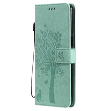Load image into Gallery viewer, Tree &amp; Cat Pattern Pressed Printing Horizontal Flip PU Leather Case with Holder &amp; Card Slots &amp; Wallet &amp; Lanyard, For LG Stylo 7 5G / 4G, For OPPO F19 / A74 4G, For OPPO A93 5G / A74 5G, For OPPO A94 4G / F19 Pro / Reno 5F