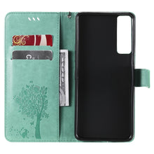 Load image into Gallery viewer, Tree &amp; Cat Pattern Pressed Printing Horizontal Flip PU Leather Case with Holder &amp; Card Slots &amp; Wallet &amp; Lanyard, For LG Stylo 7 5G / 4G, For OPPO F19 / A74 4G, For OPPO A93 5G / A74 5G, For OPPO A94 4G / F19 Pro / Reno 5F