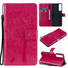 Load image into Gallery viewer, Tree &amp; Cat Pattern Pressed Printing Horizontal Flip PU Leather Case with Holder &amp; Card Slots &amp; Wallet &amp; Lanyard, For LG Stylo 7 5G / 4G, For OPPO F19 / A74 4G, For OPPO A93 5G / A74 5G, For OPPO A94 4G / F19 Pro / Reno 5F