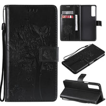 Load image into Gallery viewer, Tree &amp; Cat Pattern Pressed Printing Horizontal Flip PU Leather Case with Holder &amp; Card Slots &amp; Wallet &amp; Lanyard, For LG Stylo 7 5G / 4G, For OPPO F19 / A74 4G, For OPPO A93 5G / A74 5G, For OPPO A94 4G / F19 Pro / Reno 5F