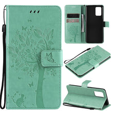 Load image into Gallery viewer, Tree &amp; Cat Pattern Pressed Printing Horizontal Flip PU Leather Case with Holder &amp; Card Slots &amp; Wallet &amp; Lanyard, For LG Stylo 7 5G / 4G, For OPPO F19 / A74 4G, For OPPO A93 5G / A74 5G, For OPPO A94 4G / F19 Pro / Reno 5F