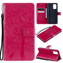 Load image into Gallery viewer, Tree &amp; Cat Pattern Pressed Printing Horizontal Flip PU Leather Case with Holder &amp; Card Slots &amp; Wallet &amp; Lanyard, For LG Stylo 7 5G / 4G, For OPPO F19 / A74 4G, For OPPO A93 5G / A74 5G, For OPPO A94 4G / F19 Pro / Reno 5F