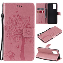 Load image into Gallery viewer, Tree &amp; Cat Pattern Pressed Printing Horizontal Flip PU Leather Case with Holder &amp; Card Slots &amp; Wallet &amp; Lanyard, For LG Stylo 7 5G / 4G, For OPPO F19 / A74 4G, For OPPO A93 5G / A74 5G, For OPPO A94 4G / F19 Pro / Reno 5F