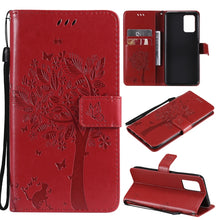 Load image into Gallery viewer, Tree &amp; Cat Pattern Pressed Printing Horizontal Flip PU Leather Case with Holder &amp; Card Slots &amp; Wallet &amp; Lanyard, For LG Stylo 7 5G / 4G, For OPPO F19 / A74 4G, For OPPO A93 5G / A74 5G, For OPPO A94 4G / F19 Pro / Reno 5F