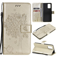 Load image into Gallery viewer, Tree &amp; Cat Pattern Pressed Printing Horizontal Flip PU Leather Case with Holder &amp; Card Slots &amp; Wallet &amp; Lanyard, For LG Stylo 7 5G / 4G, For OPPO F19 / A74 4G, For OPPO A93 5G / A74 5G, For OPPO A94 4G / F19 Pro / Reno 5F