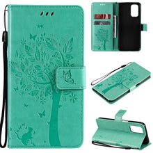 Load image into Gallery viewer, Tree &amp; Cat Pattern Pressed Printing Horizontal Flip PU Leather Case with Holder &amp; Card Slots &amp; Wallet &amp; Lanyard, For LG Stylo 7 5G / 4G, For OPPO F19 / A74 4G, For OPPO A93 5G / A74 5G, For OPPO A94 4G / F19 Pro / Reno 5F
