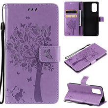 Load image into Gallery viewer, Tree &amp; Cat Pattern Pressed Printing Horizontal Flip PU Leather Case with Holder &amp; Card Slots &amp; Wallet &amp; Lanyard, For LG Stylo 7 5G / 4G, For OPPO F19 / A74 4G, For OPPO A93 5G / A74 5G, For OPPO A94 4G / F19 Pro / Reno 5F