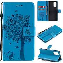 Load image into Gallery viewer, Tree &amp; Cat Pattern Pressed Printing Horizontal Flip PU Leather Case with Holder &amp; Card Slots &amp; Wallet &amp; Lanyard, For LG Stylo 7 5G / 4G, For OPPO F19 / A74 4G, For OPPO A93 5G / A74 5G, For OPPO A94 4G / F19 Pro / Reno 5F