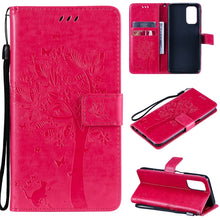 Load image into Gallery viewer, Tree &amp; Cat Pattern Pressed Printing Horizontal Flip PU Leather Case with Holder &amp; Card Slots &amp; Wallet &amp; Lanyard, For LG Stylo 7 5G / 4G, For OPPO F19 / A74 4G, For OPPO A93 5G / A74 5G, For OPPO A94 4G / F19 Pro / Reno 5F