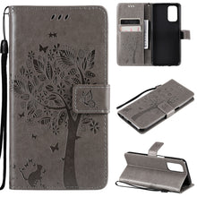 Load image into Gallery viewer, Tree &amp; Cat Pattern Pressed Printing Horizontal Flip PU Leather Case with Holder &amp; Card Slots &amp; Wallet &amp; Lanyard, For LG Stylo 7 5G / 4G, For OPPO F19 / A74 4G, For OPPO A93 5G / A74 5G, For OPPO A94 4G / F19 Pro / Reno 5F