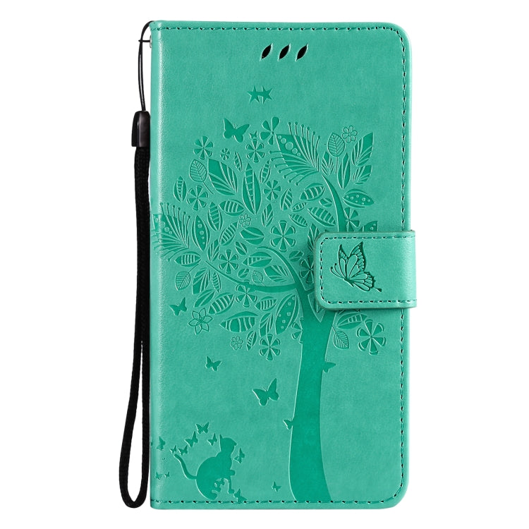 Tree & Cat Pattern Pressed Printing Horizontal Flip PU Leather Case with Holder & Card Slots & Wallet & Lanyard, For LG Stylo 7 5G / 4G, For OPPO F19 / A74 4G, For OPPO A93 5G / A74 5G, For OPPO A94 4G / F19 Pro / Reno 5F