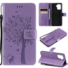 Load image into Gallery viewer, Tree &amp; Cat Pattern Pressed Printing Horizontal Flip PU Leather Case with Holder &amp; Card Slots &amp; Wallet &amp; Lanyard, For LG Stylo 7 5G / 4G, For OPPO F19 / A74 4G, For OPPO A93 5G / A74 5G, For OPPO A94 4G / F19 Pro / Reno 5F