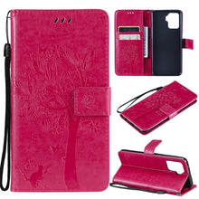 Load image into Gallery viewer, Tree &amp; Cat Pattern Pressed Printing Horizontal Flip PU Leather Case with Holder &amp; Card Slots &amp; Wallet &amp; Lanyard, For LG Stylo 7 5G / 4G, For OPPO F19 / A74 4G, For OPPO A93 5G / A74 5G, For OPPO A94 4G / F19 Pro / Reno 5F