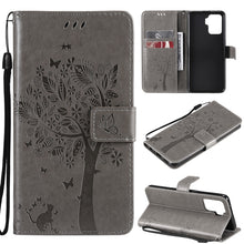 Load image into Gallery viewer, Tree &amp; Cat Pattern Pressed Printing Horizontal Flip PU Leather Case with Holder &amp; Card Slots &amp; Wallet &amp; Lanyard, For LG Stylo 7 5G / 4G, For OPPO F19 / A74 4G, For OPPO A93 5G / A74 5G, For OPPO A94 4G / F19 Pro / Reno 5F