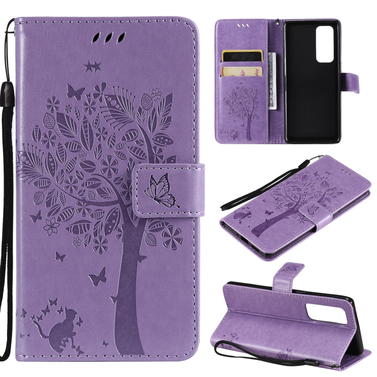 Tree & Cat Pattern Pressed Printing Horizontal Flip PU Leather Case with Holder & Card Slots & Wallet & Lanyard, For OPPO Reno5 Pro+ 5G / Find X3 Neo, For OPPO Find X3 / X3 Pro, For OPPO Realme 8 4G / Realme 8 Pro 4G, For OPPO Realme V13 5G / Realme 8 5G