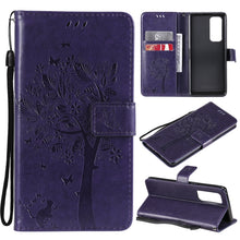 Load image into Gallery viewer, Tree &amp; Cat Pattern Pressed Printing Horizontal Flip PU Leather Case with Holder &amp; Card Slots &amp; Wallet &amp; Lanyard, For OPPO Reno5 Pro+ 5G / Find X3 Neo, For OPPO Find X3 / X3 Pro, For OPPO Realme 8 4G / Realme 8 Pro 4G, For OPPO Realme V13 5G / Realme 8 5G