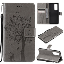 Load image into Gallery viewer, Tree &amp; Cat Pattern Pressed Printing Horizontal Flip PU Leather Case with Holder &amp; Card Slots &amp; Wallet &amp; Lanyard, For OPPO Reno5 Pro+ 5G / Find X3 Neo, For OPPO Find X3 / X3 Pro, For OPPO Realme 8 4G / Realme 8 Pro 4G, For OPPO Realme V13 5G / Realme 8 5G