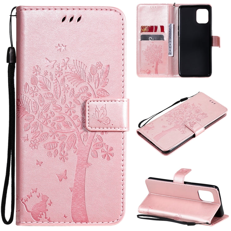 Tree & Cat Pattern Pressed Printing Horizontal Flip PU Leather Case with Holder & Card Slots & Wallet & Lanyard, For OPPO Reno5 Pro+ 5G / Find X3 Neo, For OPPO Find X3 / X3 Pro, For OPPO Realme 8 4G / Realme 8 Pro 4G, For OPPO Realme V13 5G / Realme 8 5G