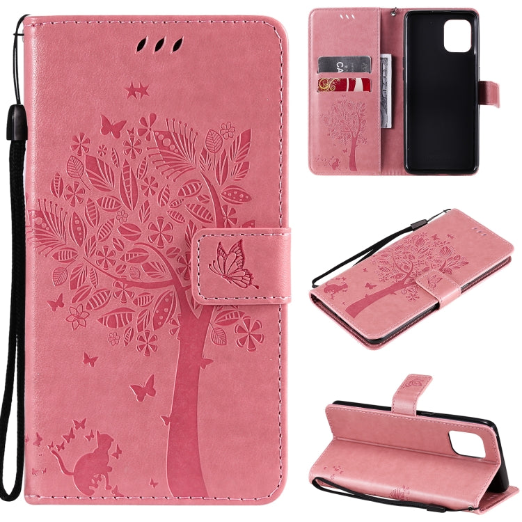 Tree & Cat Pattern Pressed Printing Horizontal Flip PU Leather Case with Holder & Card Slots & Wallet & Lanyard, For OPPO Reno5 Pro+ 5G / Find X3 Neo, For OPPO Find X3 / X3 Pro, For OPPO Realme 8 4G / Realme 8 Pro 4G, For OPPO Realme V13 5G / Realme 8 5G