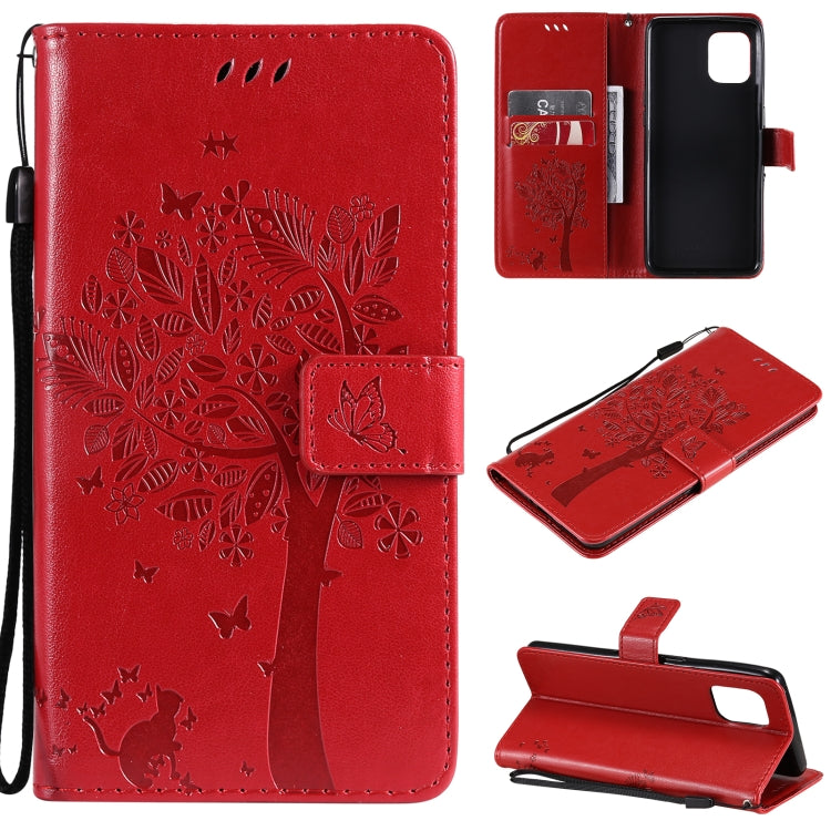 Tree & Cat Pattern Pressed Printing Horizontal Flip PU Leather Case with Holder & Card Slots & Wallet & Lanyard, For OPPO Reno5 Pro+ 5G / Find X3 Neo, For OPPO Find X3 / X3 Pro, For OPPO Realme 8 4G / Realme 8 Pro 4G, For OPPO Realme V13 5G / Realme 8 5G