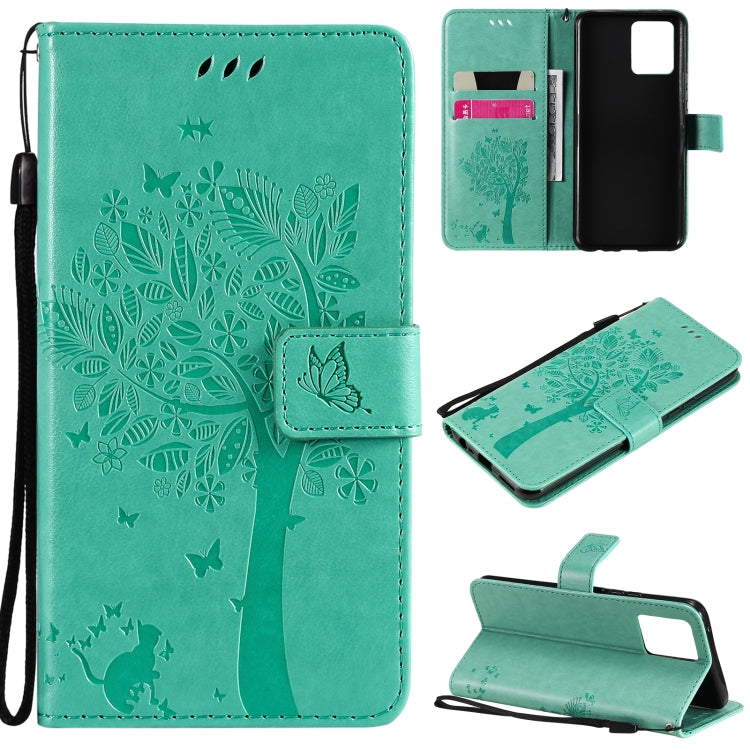 Tree & Cat Pattern Pressed Printing Horizontal Flip PU Leather Case with Holder & Card Slots & Wallet & Lanyard, For OPPO Reno5 Pro+ 5G / Find X3 Neo, For OPPO Find X3 / X3 Pro, For OPPO Realme 8 4G / Realme 8 Pro 4G, For OPPO Realme V13 5G / Realme 8 5G