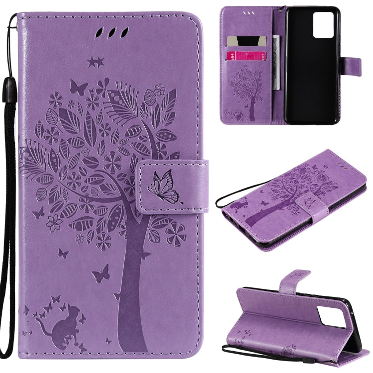 Tree & Cat Pattern Pressed Printing Horizontal Flip PU Leather Case with Holder & Card Slots & Wallet & Lanyard, For OPPO Reno5 Pro+ 5G / Find X3 Neo, For OPPO Find X3 / X3 Pro, For OPPO Realme 8 4G / Realme 8 Pro 4G, For OPPO Realme V13 5G / Realme 8 5G
