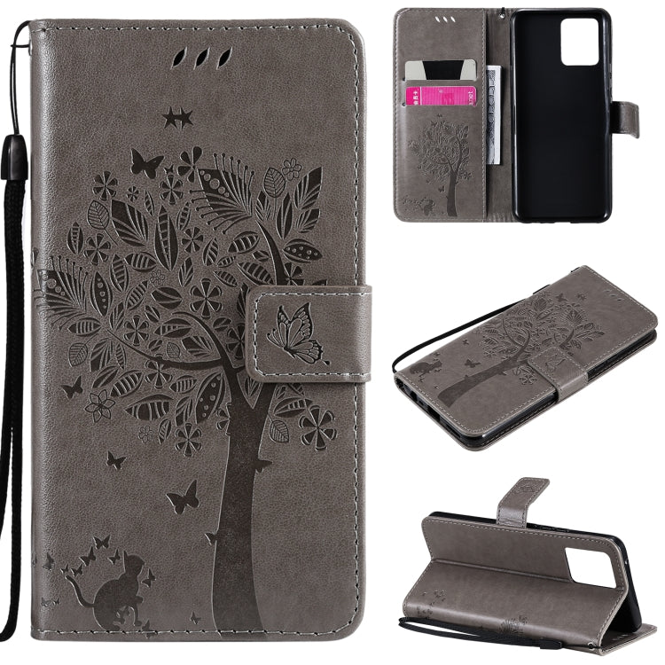 Tree & Cat Pattern Pressed Printing Horizontal Flip PU Leather Case with Holder & Card Slots & Wallet & Lanyard, For OPPO Reno5 Pro+ 5G / Find X3 Neo, For OPPO Find X3 / X3 Pro, For OPPO Realme 8 4G / Realme 8 Pro 4G, For OPPO Realme V13 5G / Realme 8 5G