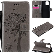 Load image into Gallery viewer, Tree &amp; Cat Pattern Pressed Printing Horizontal Flip PU Leather Case with Holder &amp; Card Slots &amp; Wallet &amp; Lanyard, For OPPO Reno5 Pro+ 5G / Find X3 Neo, For OPPO Find X3 / X3 Pro, For OPPO Realme 8 4G / Realme 8 Pro 4G, For OPPO Realme V13 5G / Realme 8 5G