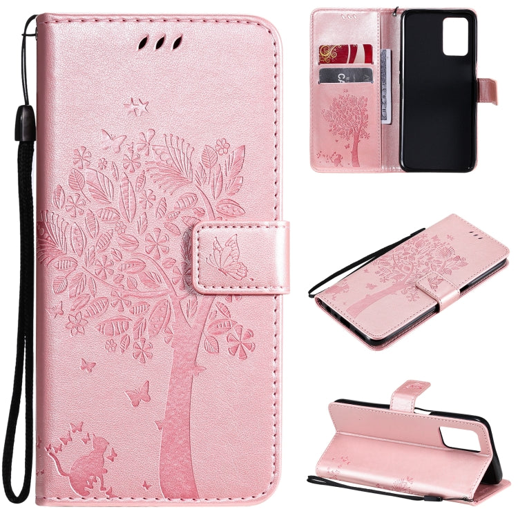 Tree & Cat Pattern Pressed Printing Horizontal Flip PU Leather Case with Holder & Card Slots & Wallet & Lanyard, For OPPO Reno5 Pro+ 5G / Find X3 Neo, For OPPO Find X3 / X3 Pro, For OPPO Realme 8 4G / Realme 8 Pro 4G, For OPPO Realme V13 5G / Realme 8 5G