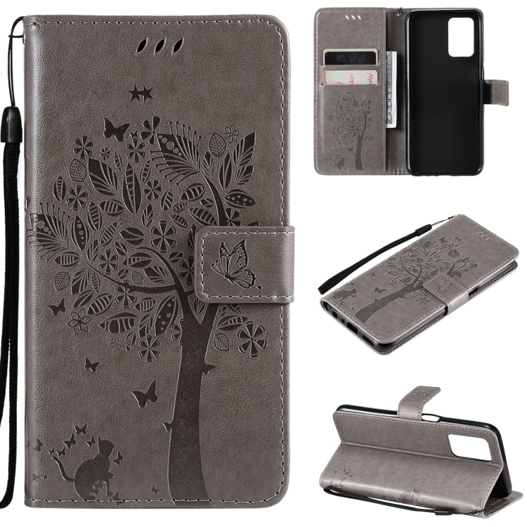 Tree & Cat Pattern Pressed Printing Horizontal Flip PU Leather Case with Holder & Card Slots & Wallet & Lanyard, For OPPO Reno5 Pro+ 5G / Find X3 Neo, For OPPO Find X3 / X3 Pro, For OPPO Realme 8 4G / Realme 8 Pro 4G, For OPPO Realme V13 5G / Realme 8 5G