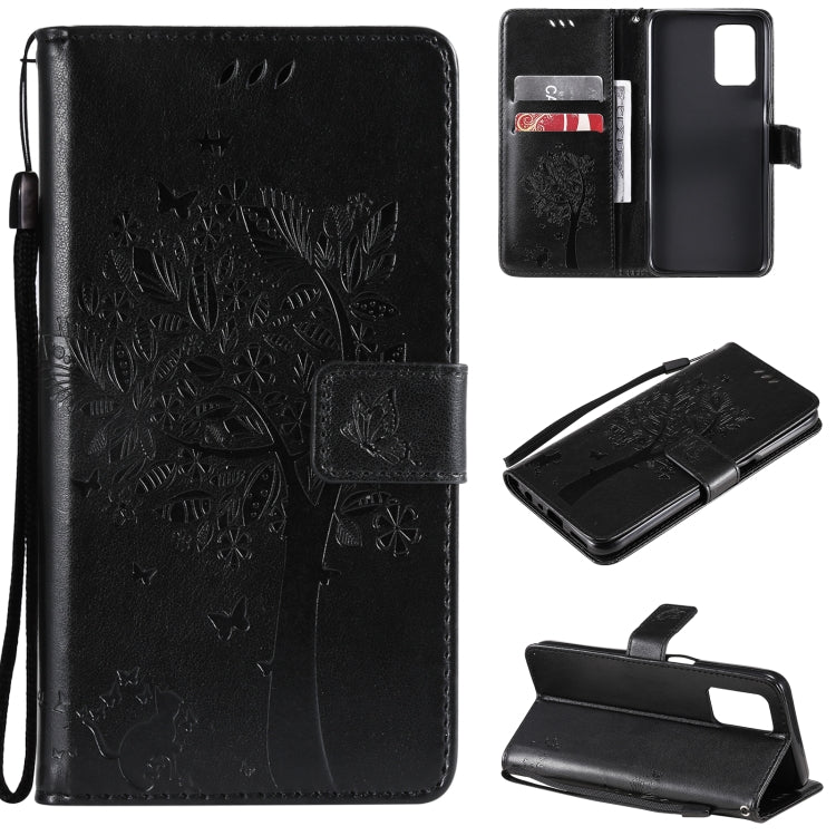 Tree & Cat Pattern Pressed Printing Horizontal Flip PU Leather Case with Holder & Card Slots & Wallet & Lanyard, For OPPO Reno5 Pro+ 5G / Find X3 Neo, For OPPO Find X3 / X3 Pro, For OPPO Realme 8 4G / Realme 8 Pro 4G, For OPPO Realme V13 5G / Realme 8 5G
