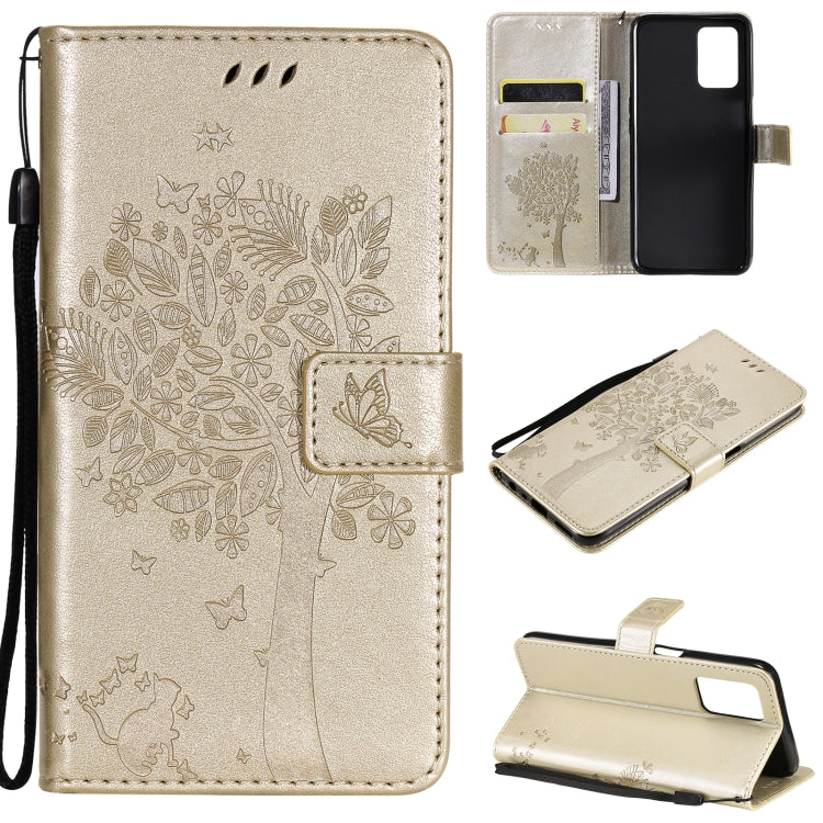 Tree & Cat Pattern Pressed Printing Horizontal Flip PU Leather Case with Holder & Card Slots & Wallet & Lanyard, For OPPO Reno5 Pro+ 5G / Find X3 Neo, For OPPO Find X3 / X3 Pro, For OPPO Realme 8 4G / Realme 8 Pro 4G, For OPPO Realme V13 5G / Realme 8 5G