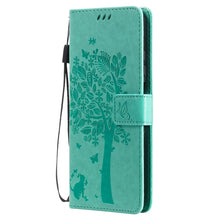 Load image into Gallery viewer, Tree &amp; Cat Pattern Pressed Printing Horizontal Flip PU Leather Case with Holder &amp; Card Slots &amp; Wallet &amp; Lanyard, For Xiaomi Redmi Note 10 4G, For Xiaomi Redmi Note 10 Pro, For Samsung Galaxy A32 4G, For Samsung Galaxy S21 FE