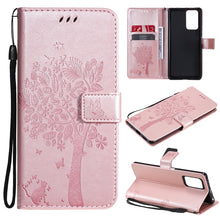 Load image into Gallery viewer, Tree &amp; Cat Pattern Pressed Printing Horizontal Flip PU Leather Case with Holder &amp; Card Slots &amp; Wallet &amp; Lanyard, For Xiaomi Redmi Note 10 4G, For Xiaomi Redmi Note 10 Pro, For Samsung Galaxy A32 4G, For Samsung Galaxy S21 FE