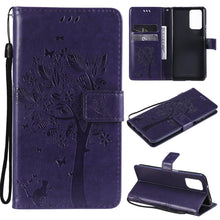 Load image into Gallery viewer, Tree &amp; Cat Pattern Pressed Printing Horizontal Flip PU Leather Case with Holder &amp; Card Slots &amp; Wallet &amp; Lanyard, For Xiaomi Redmi Note 10 4G, For Xiaomi Redmi Note 10 Pro, For Samsung Galaxy A32 4G, For Samsung Galaxy S21 FE
