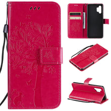 Load image into Gallery viewer, Tree &amp; Cat Pattern Pressed Printing Horizontal Flip PU Leather Case with Holder &amp; Card Slots &amp; Wallet &amp; Lanyard, For Xiaomi Redmi Note 10 4G, For Xiaomi Redmi Note 10 Pro, For Samsung Galaxy A32 4G, For Samsung Galaxy S21 FE
