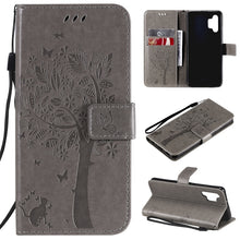 Load image into Gallery viewer, Tree &amp; Cat Pattern Pressed Printing Horizontal Flip PU Leather Case with Holder &amp; Card Slots &amp; Wallet &amp; Lanyard, For Xiaomi Redmi Note 10 4G, For Xiaomi Redmi Note 10 Pro, For Samsung Galaxy A32 4G, For Samsung Galaxy S21 FE