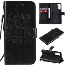 Load image into Gallery viewer, Tree &amp; Cat Pattern Pressed Printing Horizontal Flip PU Leather Case with Holder &amp; Card Slots &amp; Wallet &amp; Lanyard, For Xiaomi Redmi Note 10 4G, For Xiaomi Redmi Note 10 Pro, For Samsung Galaxy A32 4G, For Samsung Galaxy S21 FE