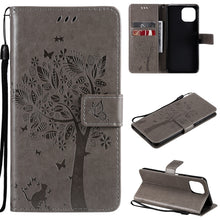 Load image into Gallery viewer, Tree &amp; Cat Pattern Pressed Printing Horizontal Flip PU Leather Case with Holder &amp; Card Slots &amp; Wallet &amp; Lanyard, For Xiaomi Mi 11 Lite 5G, For Xiaomi Mi 11 Pro