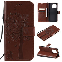 Load image into Gallery viewer, Tree &amp; Cat Pattern Pressed Printing Horizontal Flip PU Leather Case with Holder &amp; Card Slots &amp; Wallet &amp; Lanyard, For Xiaomi Mi 11 Lite 5G, For Xiaomi Mi 11 Pro