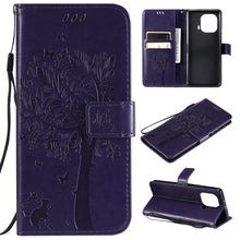 Load image into Gallery viewer, Tree &amp; Cat Pattern Pressed Printing Horizontal Flip PU Leather Case with Holder &amp; Card Slots &amp; Wallet &amp; Lanyard, For Xiaomi Mi 11 Lite 5G, For Xiaomi Mi 11 Pro
