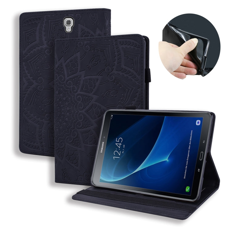Calf Pattern Double Folding Design Embossed Leather Case with Holder & Card Slots & Pen Slot & Elastic Band