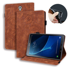 Load image into Gallery viewer, Calf Pattern Double Folding Design Embossed Leather Case with Holder &amp; Card Slots &amp; Pen Slot &amp; Elastic Band