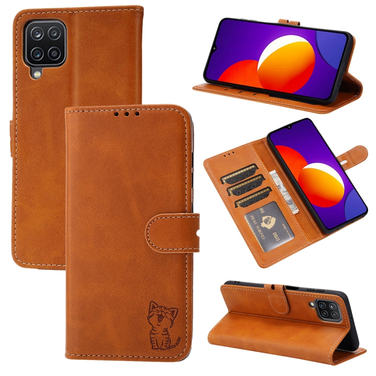 Embossed Happy Cat Pattern Horizontal Flip Leather Case with Holder & Card Slots & Wallet, For Samsung Galaxy S21 FE, For Samsung Galaxy A12, For Samsung Galaxy A22 4G, For Samsung Galaxy A22 5G EU Version, For Samsung Galaxy A32 4G                    ...
