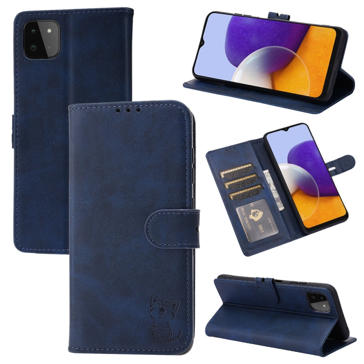 Embossed Happy Cat Pattern Horizontal Flip Leather Case with Holder & Card Slots & Wallet, For Samsung Galaxy S21 FE, For Samsung Galaxy A12, For Samsung Galaxy A22 4G, For Samsung Galaxy A22 5G EU Version, For Samsung Galaxy A32 4G                    ...