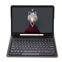 Load image into Gallery viewer, YA11B 2021 Detachable Lambskin Texture Round Keycap Bluetooth Keyboard Leather Case with Pen Slot &amp; Stand, For iPad Pro 11 2021 / Air4 / Air5 / Pro 11